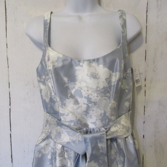 Dessy Collection Vivian Diamond Dress Blue Floral Seraphina Maxi Bridesmaid Prom - Picture 9 of 11